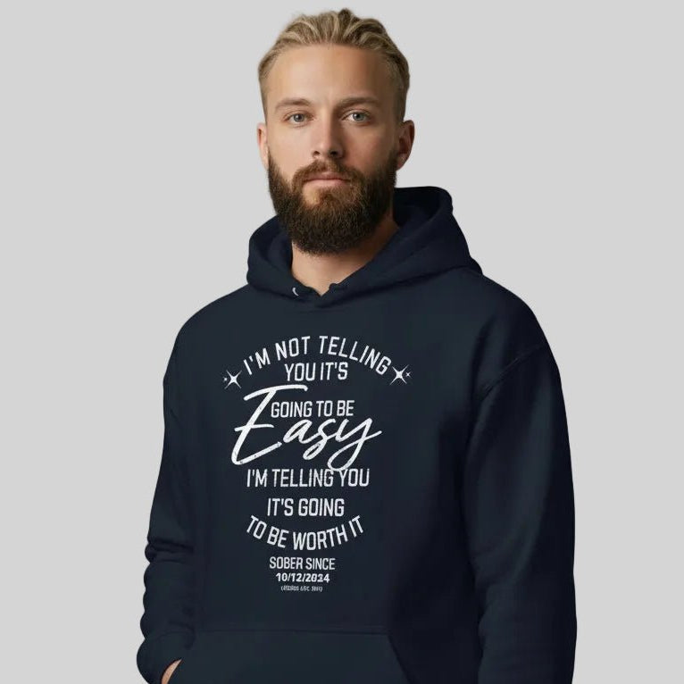 I'm Not Telling Custom Sobriety Date Recovery Hoodie graphic detail (view 14)