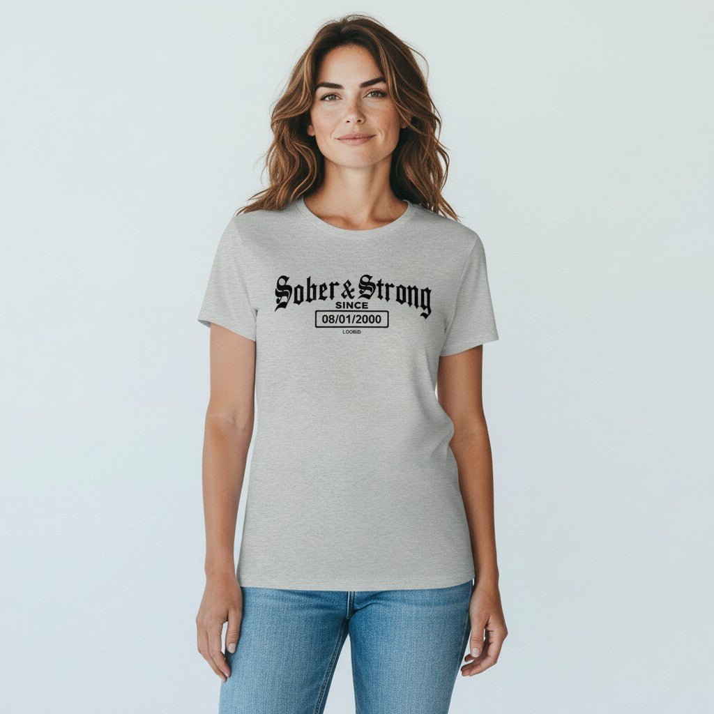 Old School Sober & Strong Sober T Shirt fit detail (view 19)