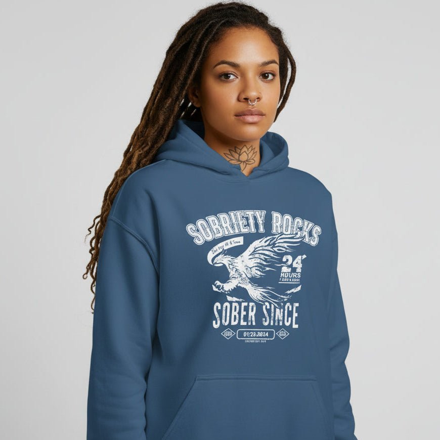 Sober Since Recovery Hoodie back view (view 27)