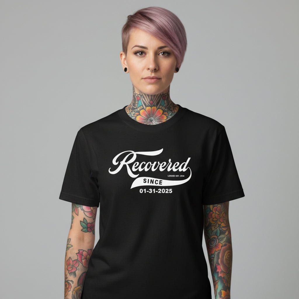 Recovered Since Sober T Shirt lifestyle view (view 5)