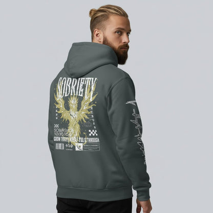 Sober Hoodie Limited Edition Recovery Hoodie flat lay styled image (view 3)