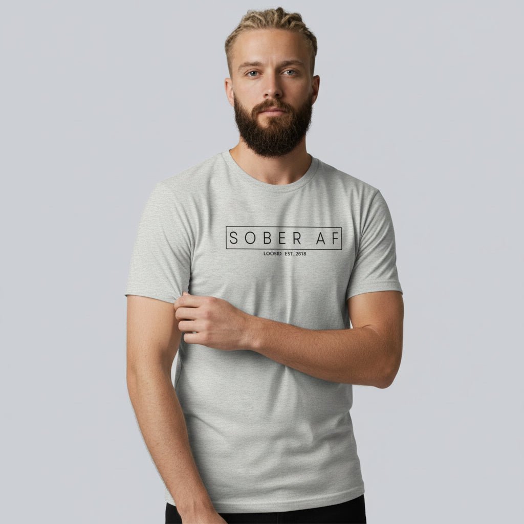 Sober AF Men's Tee for Strength and Recovery Sober T Shirt back view (view 27)