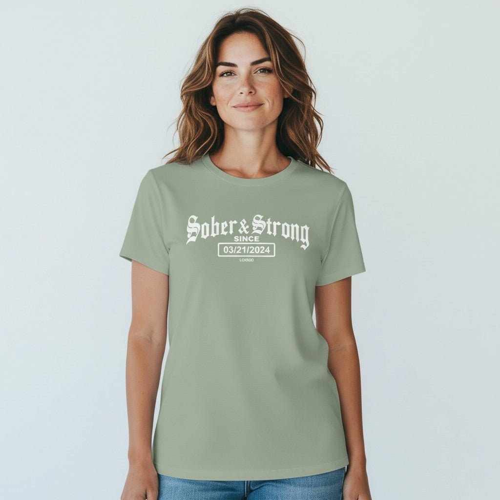 Old School Sober & Strong Sober T Shirt graphic detail (view 14)
