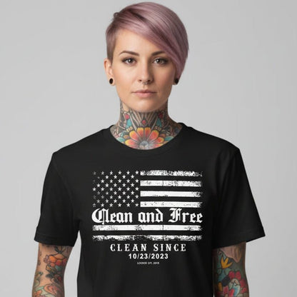 Clean and Free Sober T Shirt graphic detail (view 4)