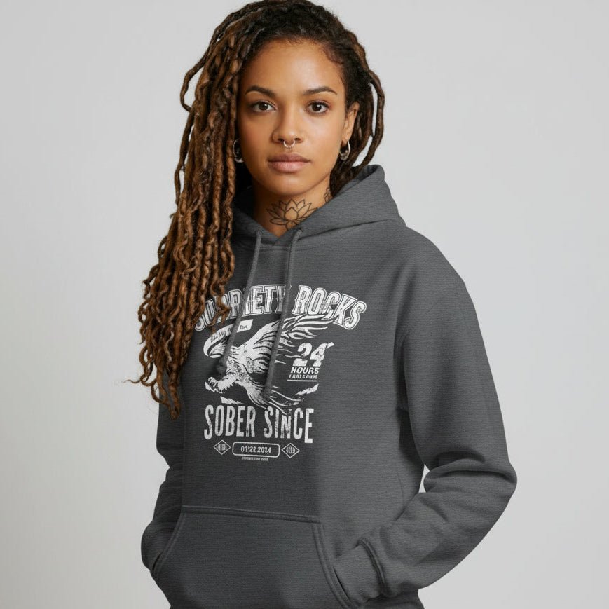 Sober Since Recovery Hoodie fit detail (view 19)