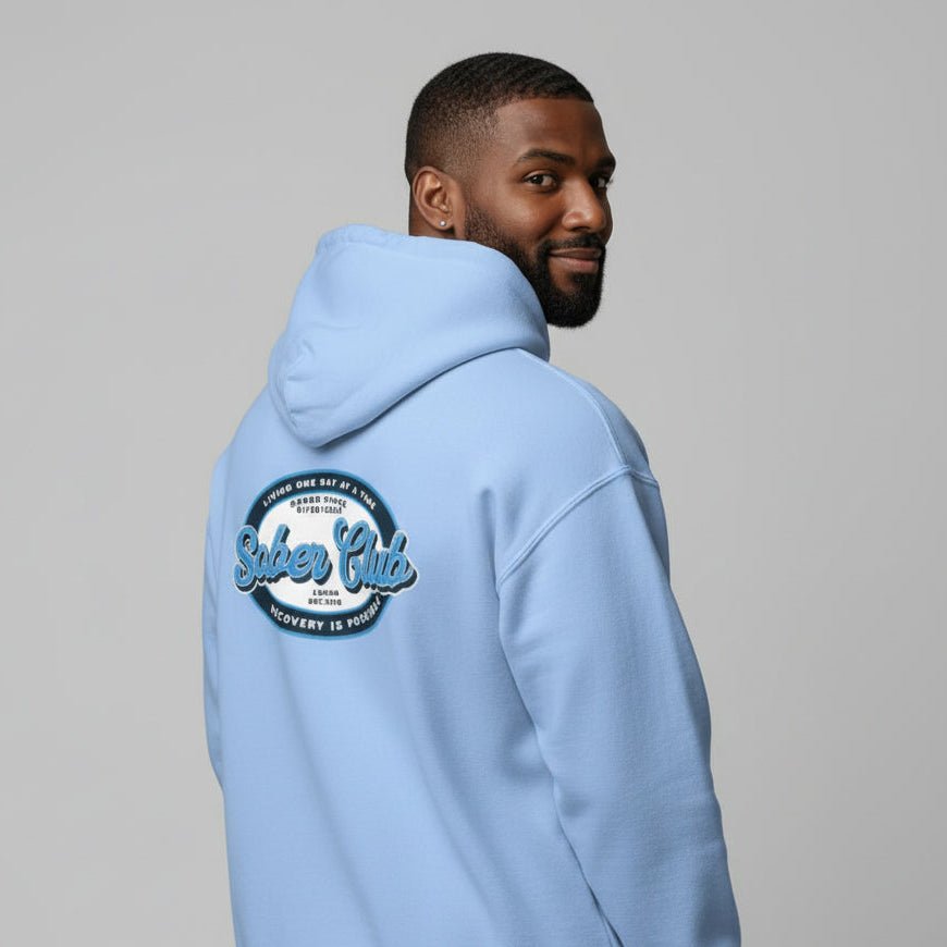 Sober Club Badge Unisex Zip Recovery Hoodie close-up view (view 22)