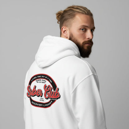 Sober Club Badge Recovery Hoodie featuring the design (view 21)