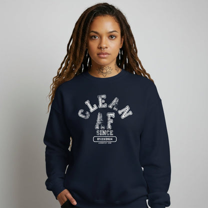 Clean AF Since Sobriety Recovery Hoodie back view (view 7)