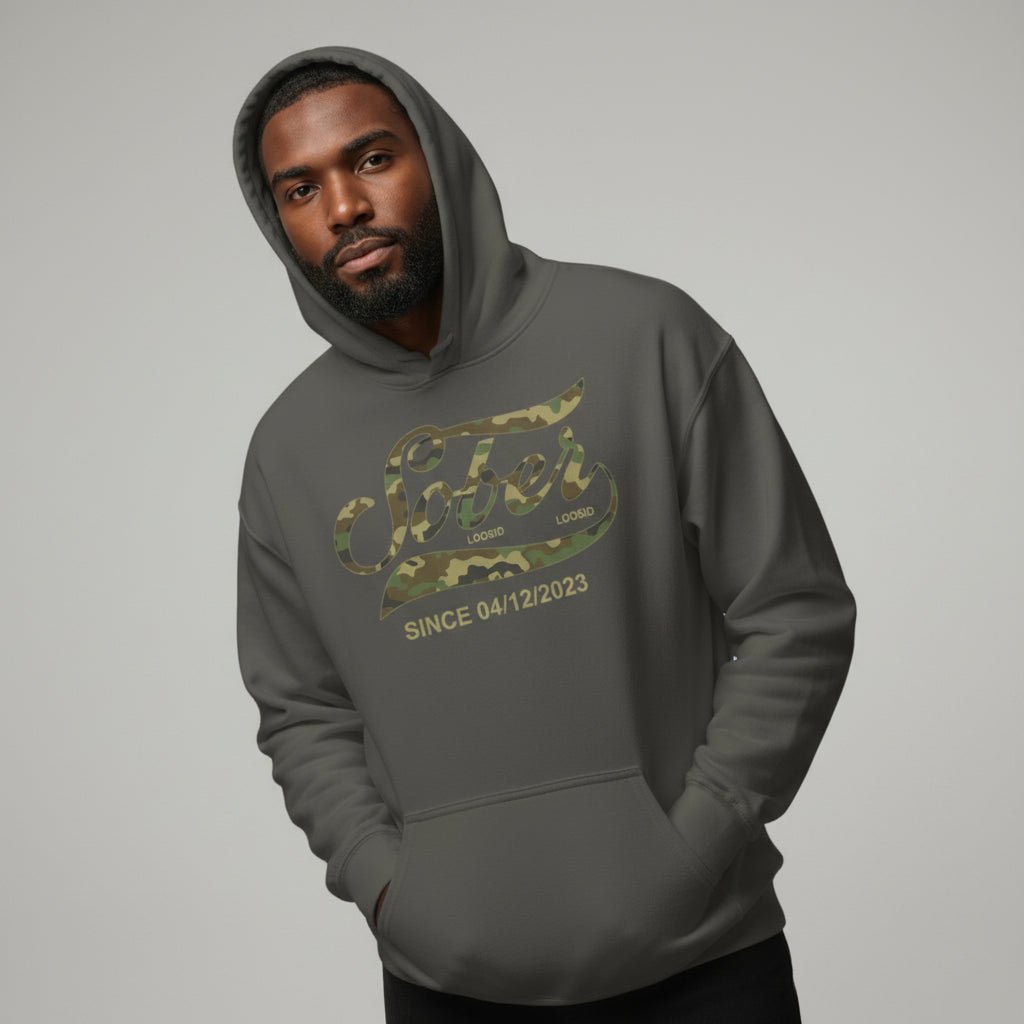 Sober Since Camo Recovery Hoodie product photo (view 10)
