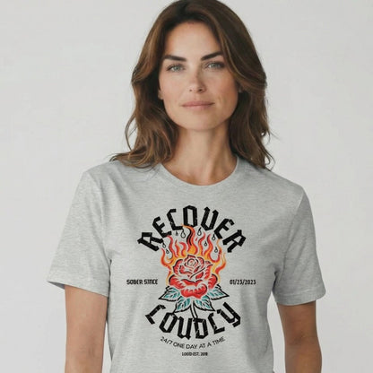 Recover Loudly Sober T Shirt flat lay styled image (view 13)