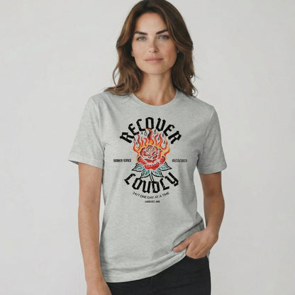 Recover Loudly Sober T Shirt graphic detail (view 14)