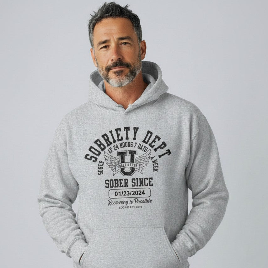 Sobriety Dept Recovery Hoodie graphic detail (view 24)