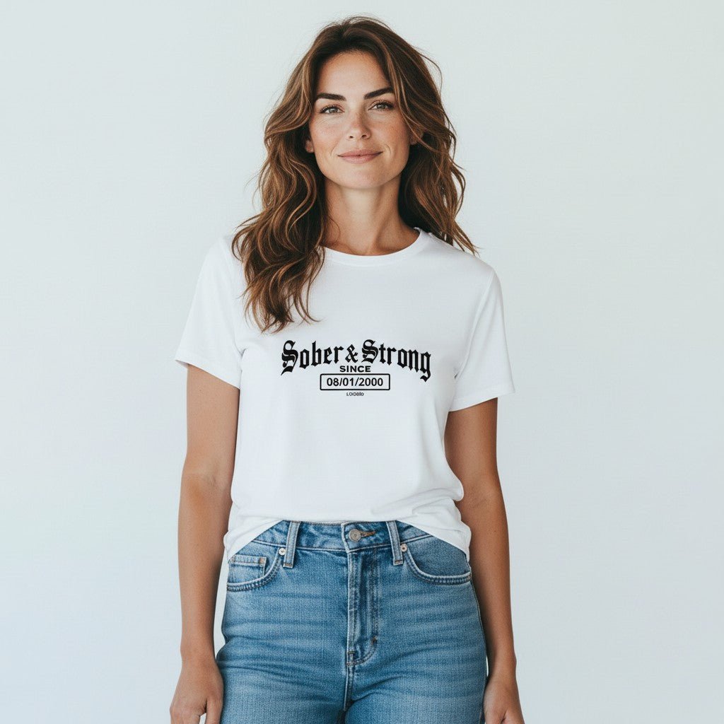 Old School Sober & Strong Sober T Shirt side view (view 26)