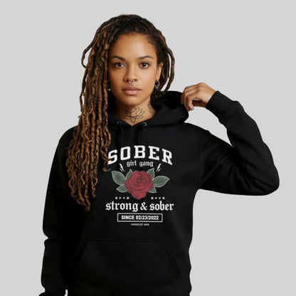 Sober Girl Gang Strong & Sober Crest Recovery Hoodie side view (view 6)