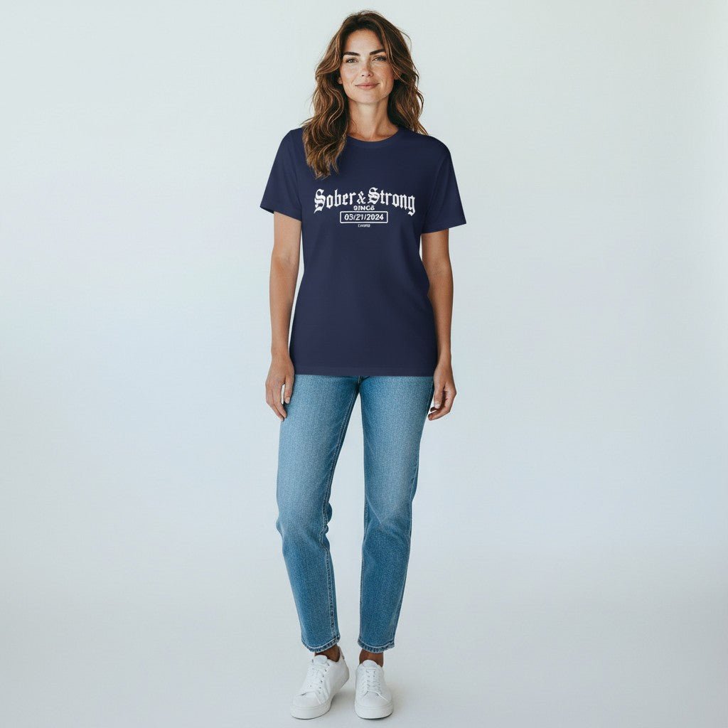 Old School Sober & Strong Sober T Shirt featuring the design (view 11)