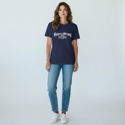 Old School Sober & Strong Sober T Shirt featuring the design (view 11)