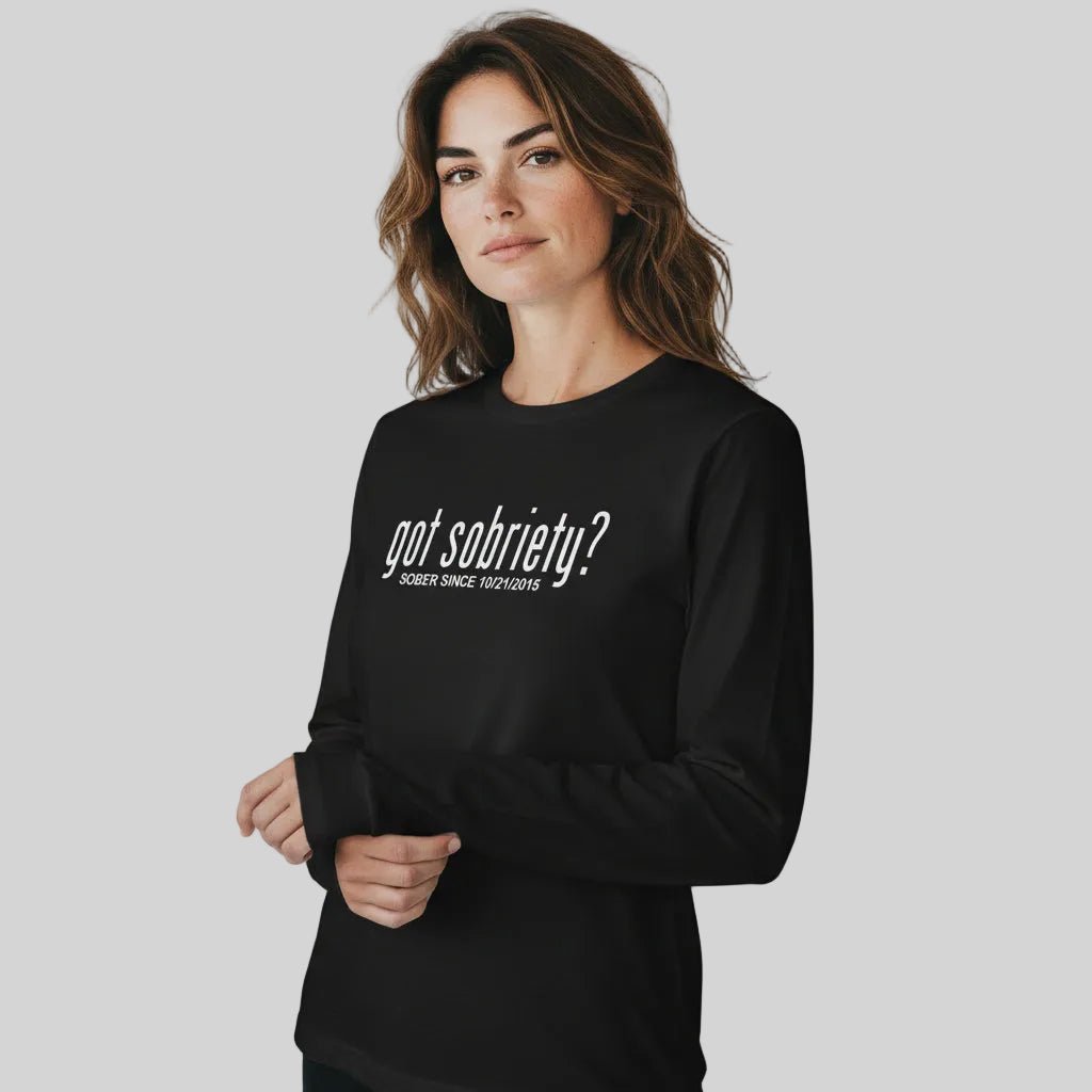 Long Sleeve Sober Sober T Shirt close-up view (view 2)