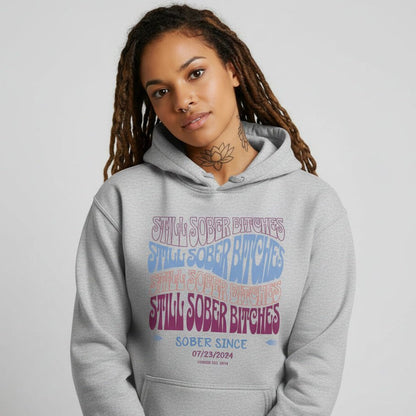 Still Sober B Custom Sobriety Date Recovery Hoodie side view (view 26)