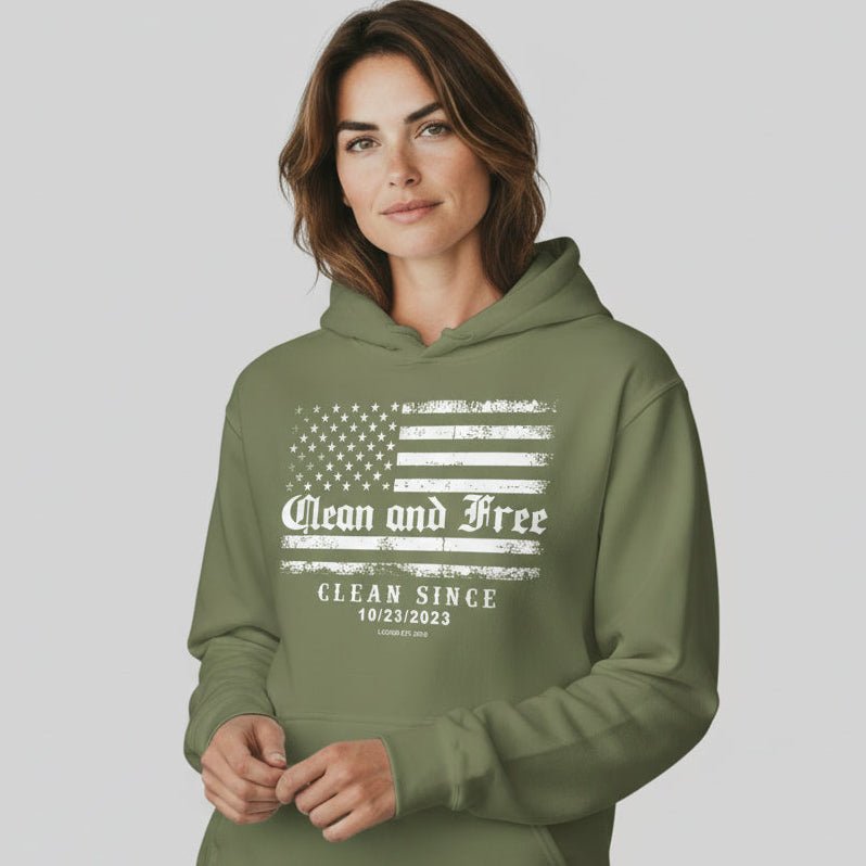 Clean and Free Custom Recovery Date Recovery Hoodie back view (view 17)