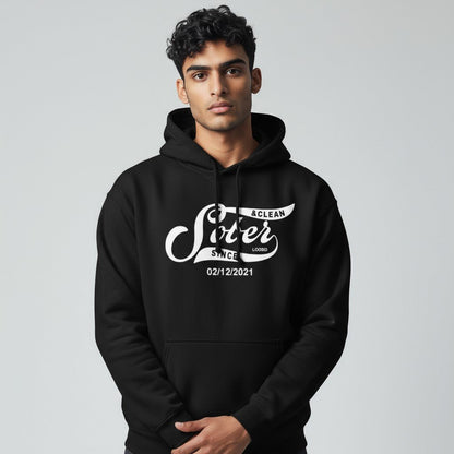 Men Sober Since Recovery Hoodie graphic detail (view 4)