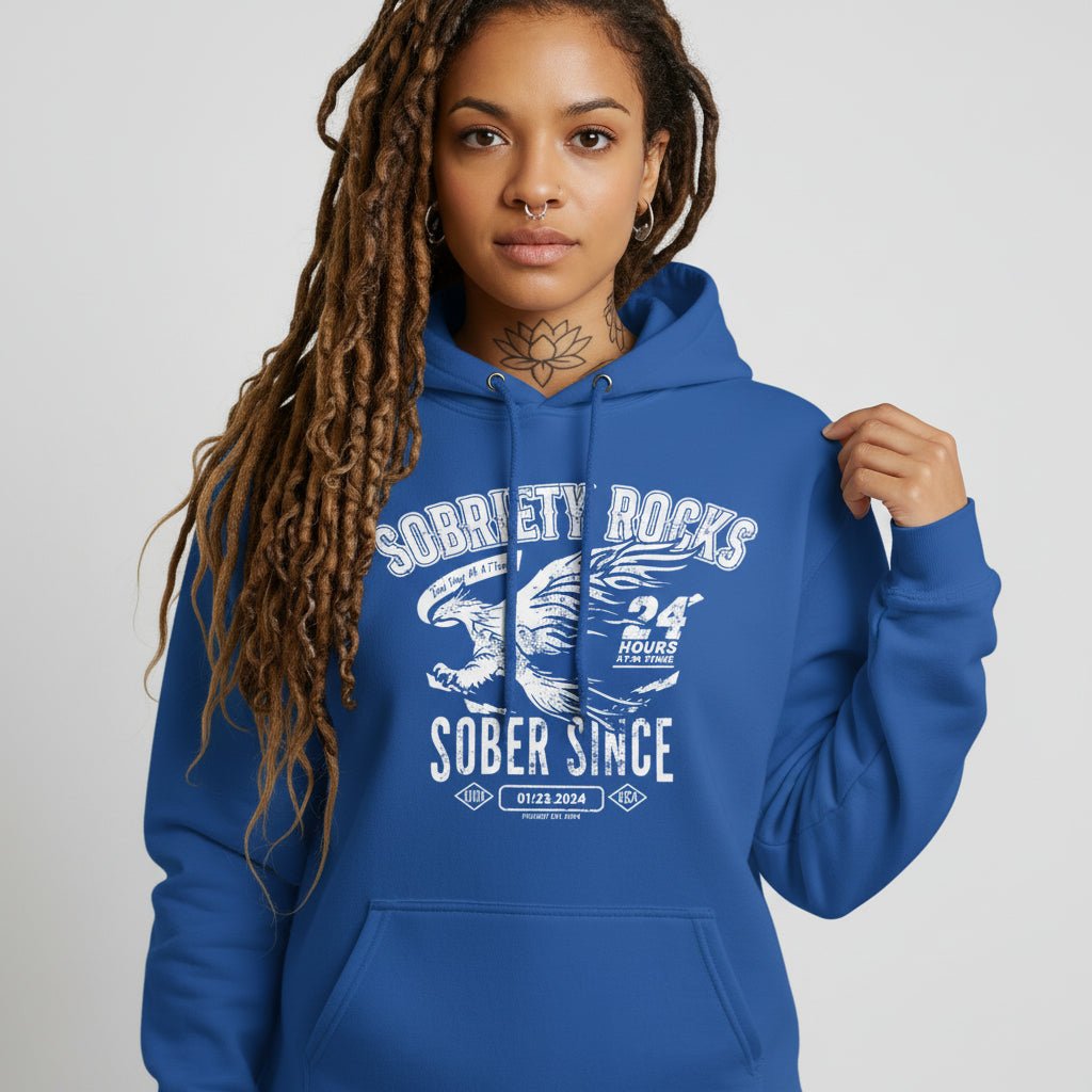 Sober Since Recovery Hoodie flat lay styled image (view 23)
