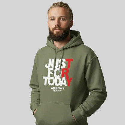 Just For Today Custom Sobriety Date Recovery Hoodie featuring the design (view 21)