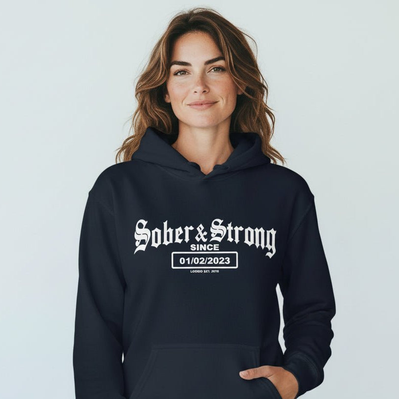 Old School Sober Recovery Hoodie side view (view 16)