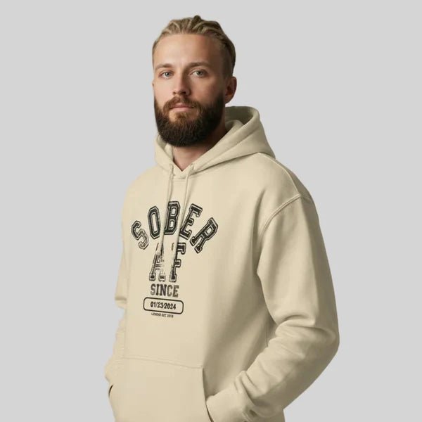 Sober AF Since Recovery Hoodie fit detail (view 39)