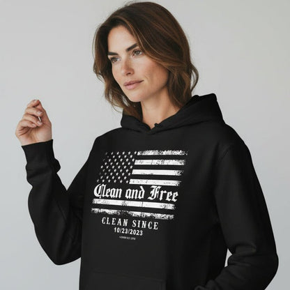 Clean and Free Custom Recovery Date Recovery Hoodie graphic detail (view 4)