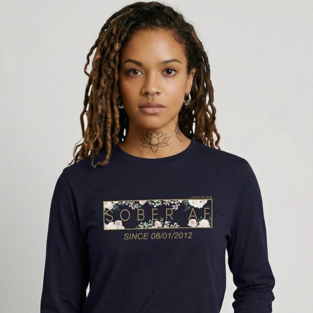 Sober AF Flower Long Sleeve Sober T Shirt fit detail (view 9)