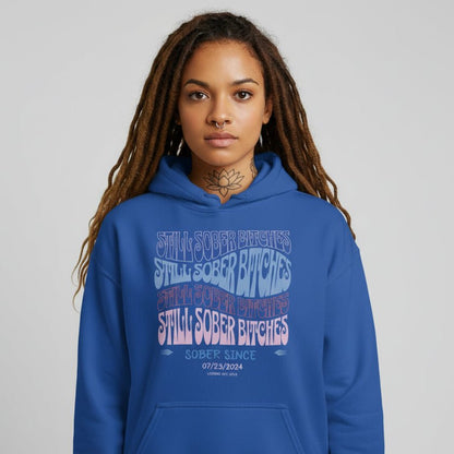 Still Sober B Custom Sobriety Date Recovery Hoodie featuring the design (view 31)