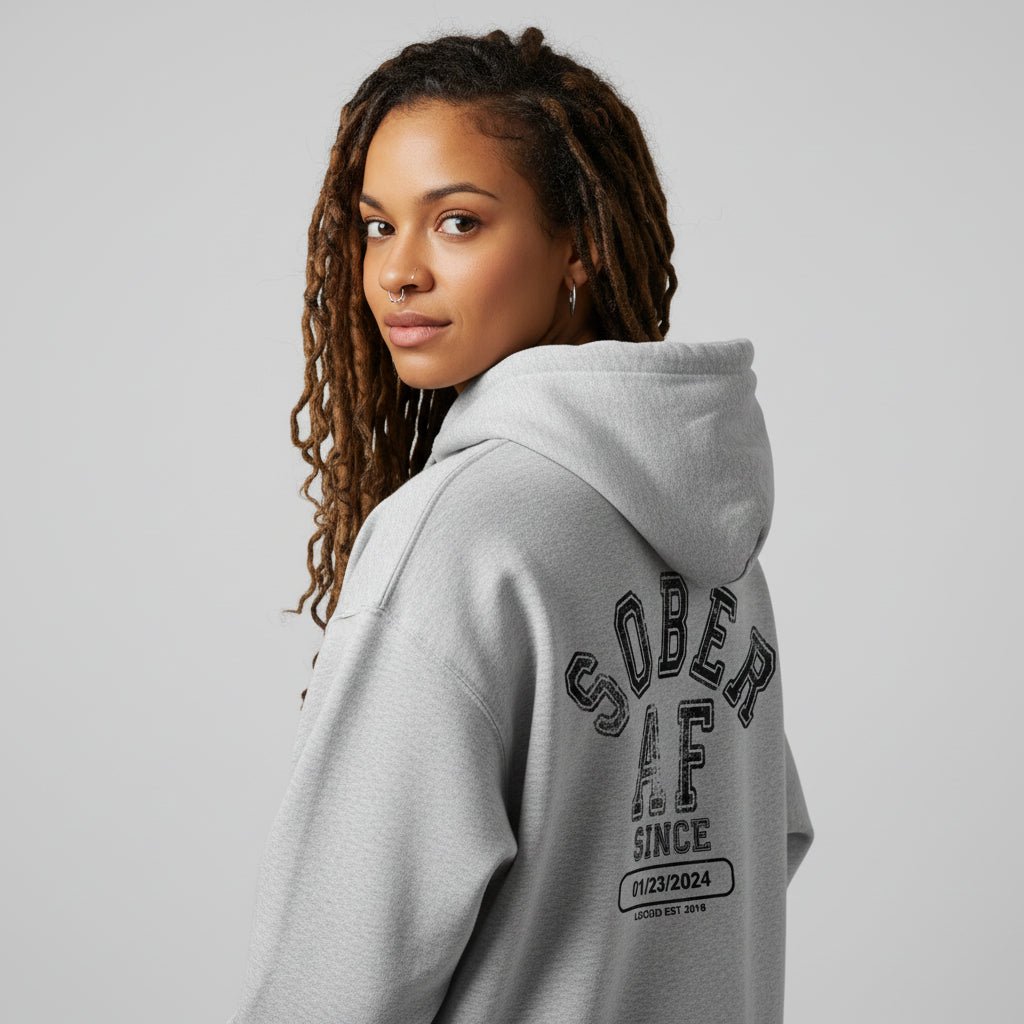 Sober AF Recovery Hoodie side view (view 26)