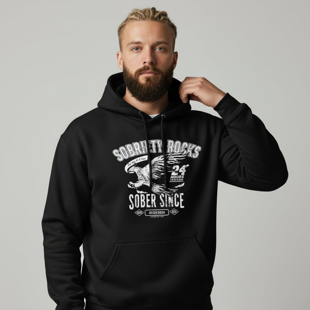 Sober Since Recovery Hoodie close-up view (view 12)