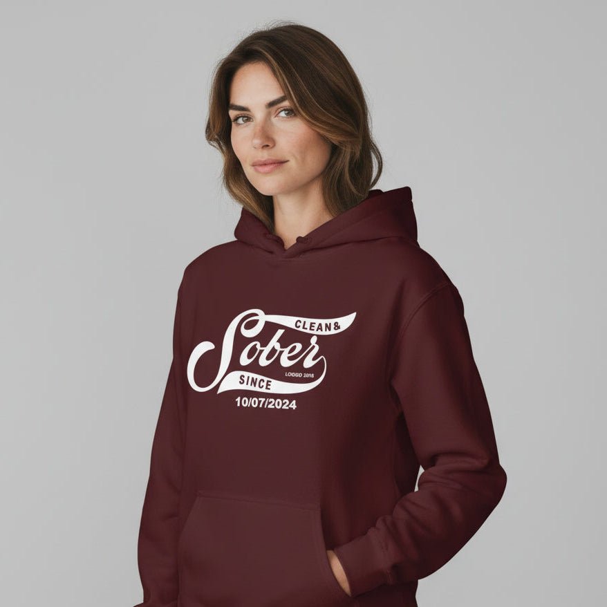 Sober Since Recovery Hoodie close-up view (view 22)