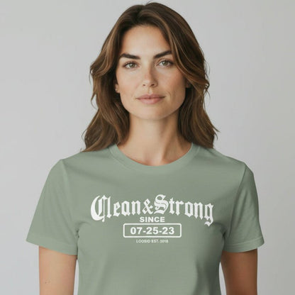 Clean & Strong Sober Sober T Shirt close-up view (view 12)