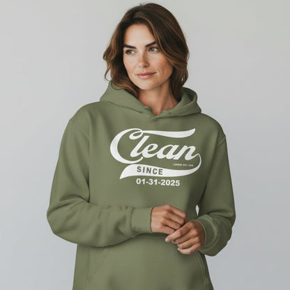 Clean Since Sober Recovery Hoodie close-up view (view 12)