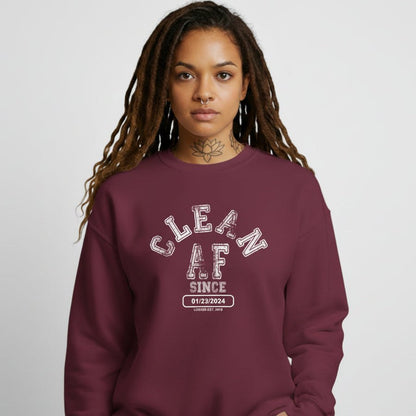 Clean AF Since Sobriety Recovery Hoodie featuring the design (view 11)