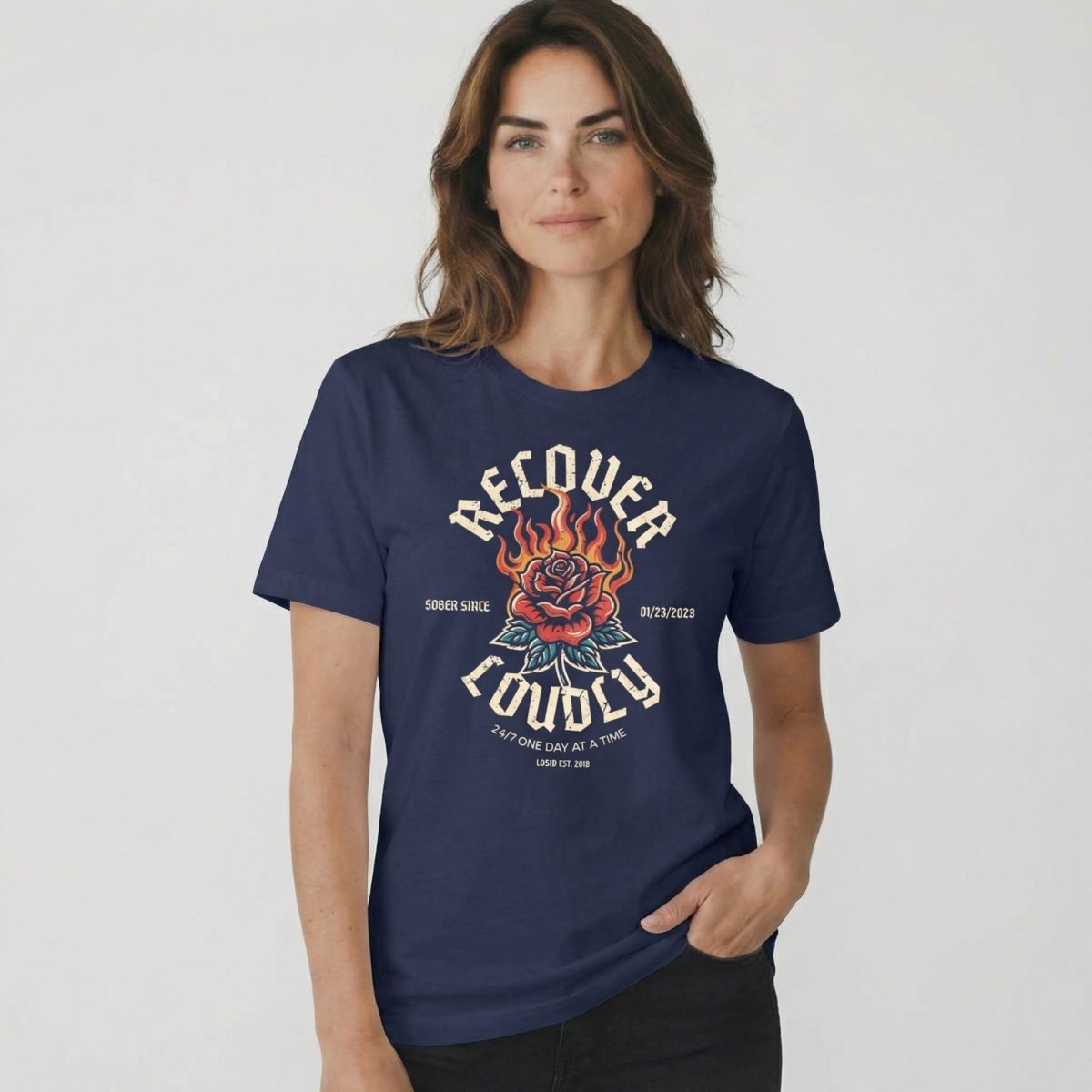 Recover Loudly Sober T Shirt product photo (view 10)