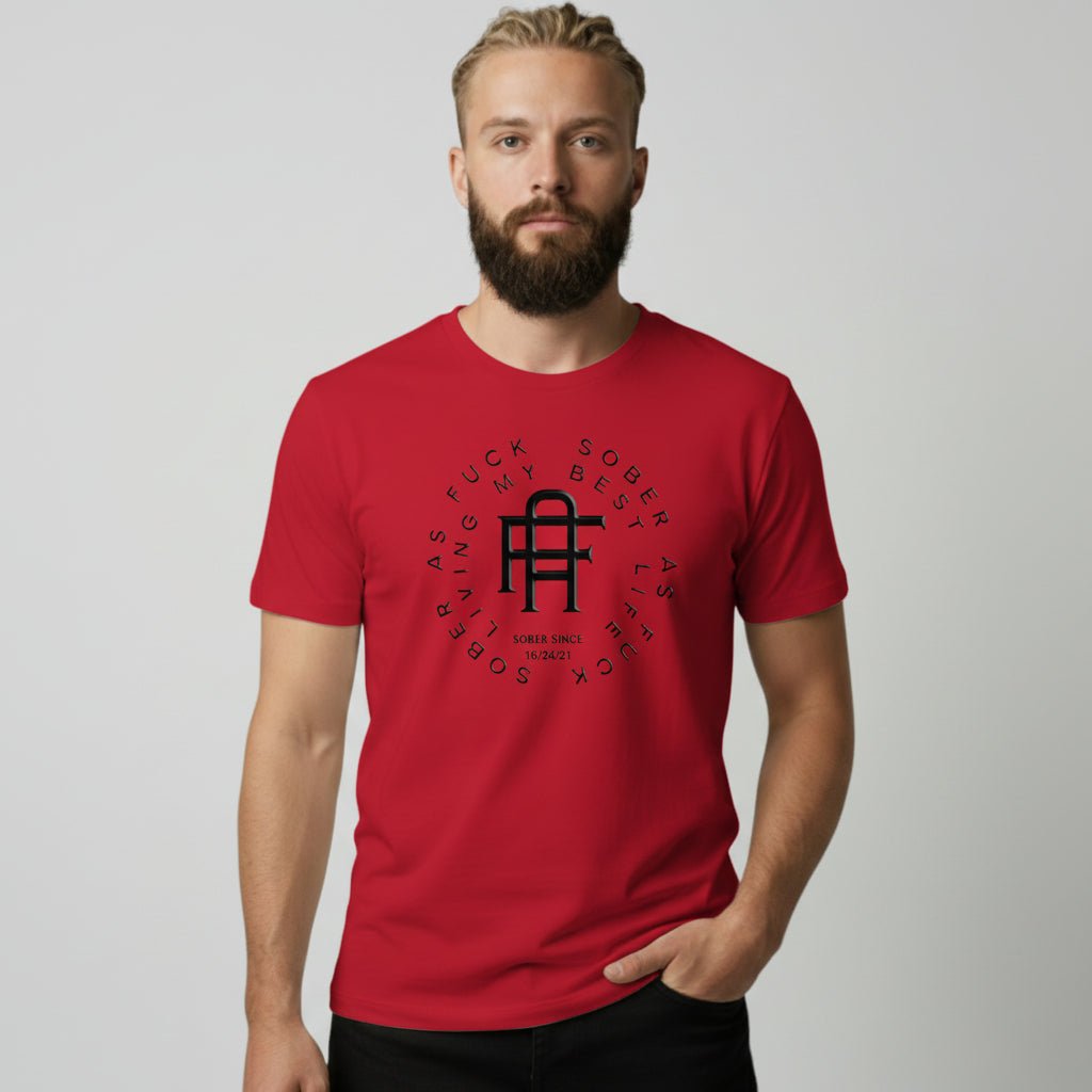 Living My Best Life Sober T Shirt close-up view (view 22)