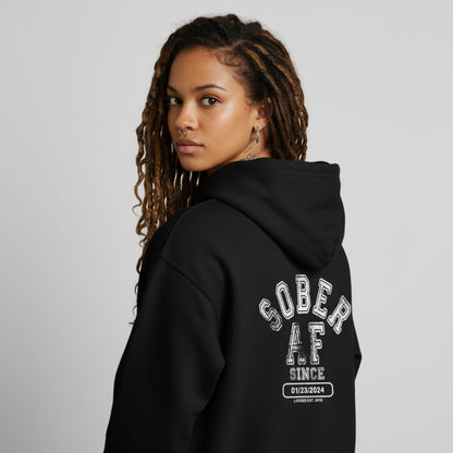Sober AF Recovery Hoodie back view (view 7)