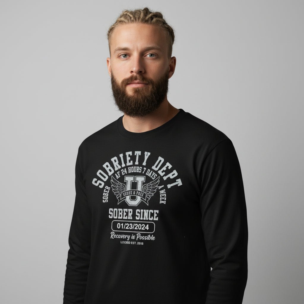 Sobriety Dept Long Sleeve Sober T Shirt side view (view 6)