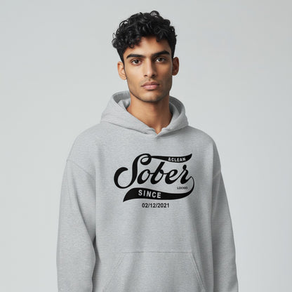 Men Sober Since Recovery Hoodie graphic detail (view 24)