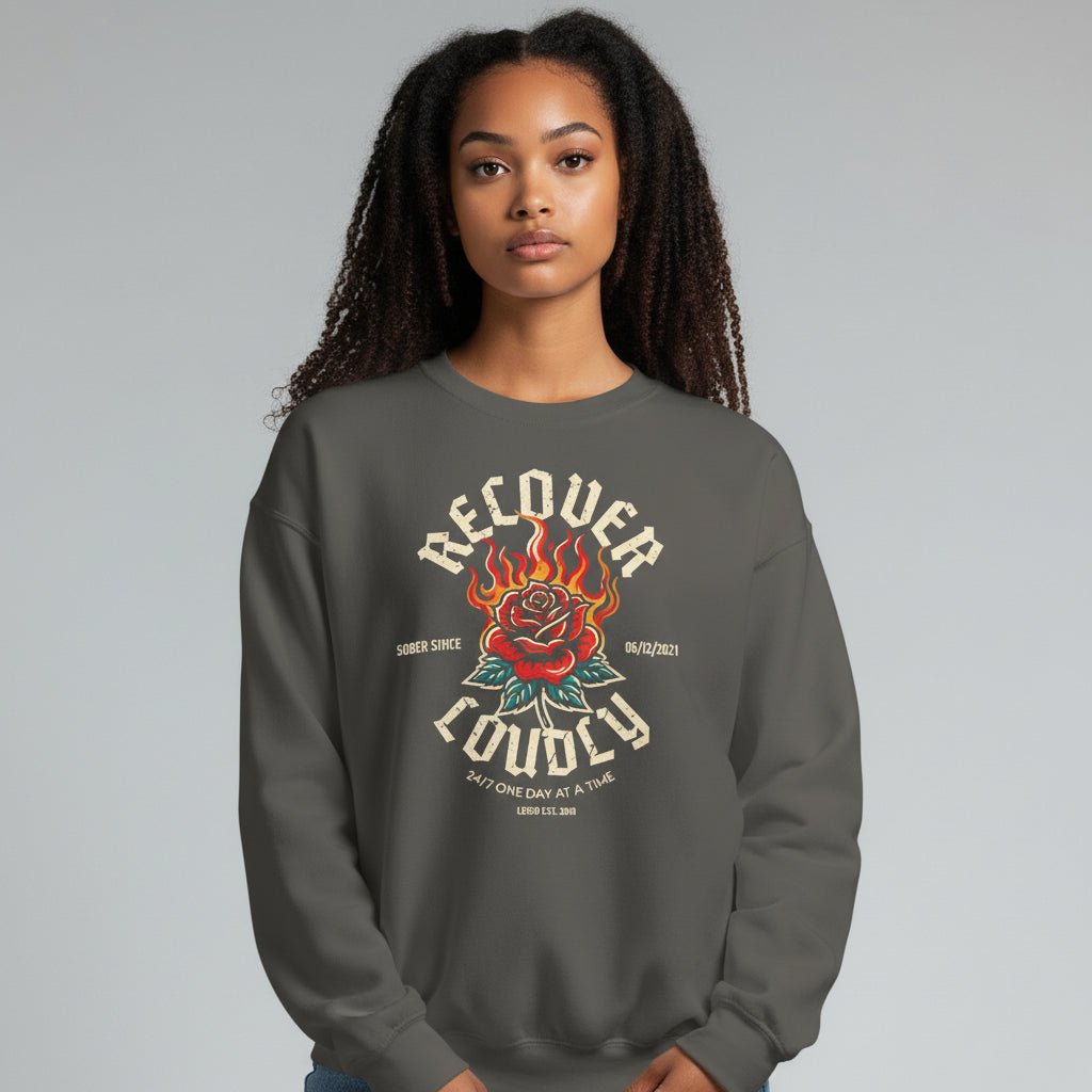 Recover Loudly Recovery Hoodie flat lay styled image (view 13)