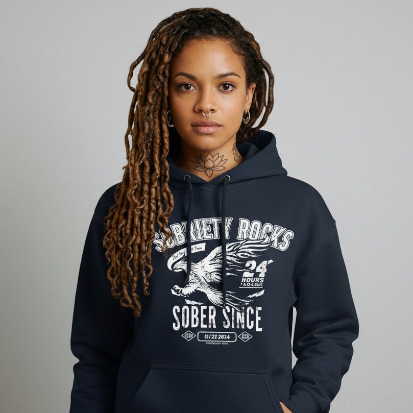 Sober Since Recovery Hoodie fit detail (view 9)