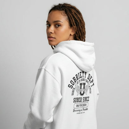 Sobriety Dept Zip Recovery Hoodie back view (view 7)