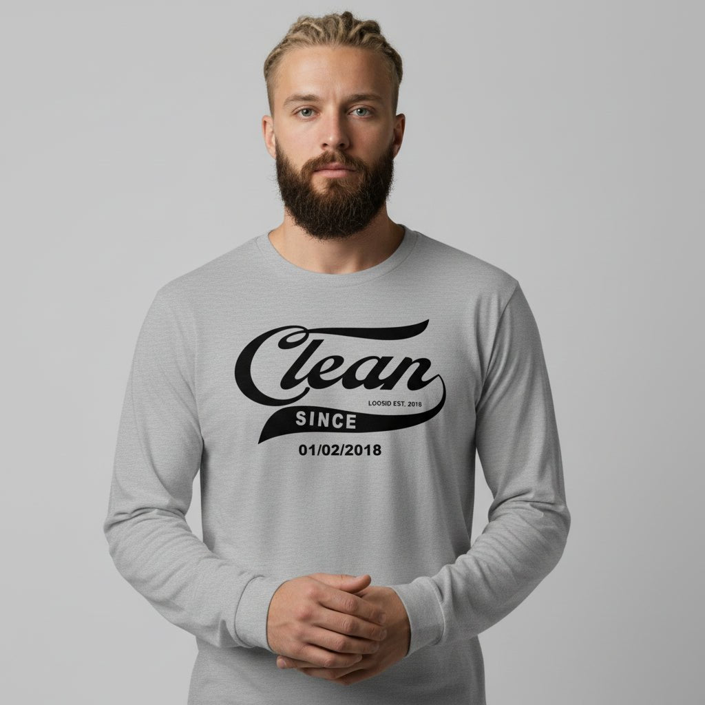 Clean Since Long Sleeve Sober T Shirt close-up view (view 22)