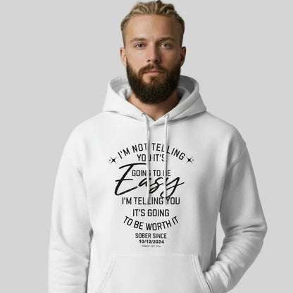 I'm Not Telling Custom Sobriety Date Recovery Hoodie fit detail (view 9)