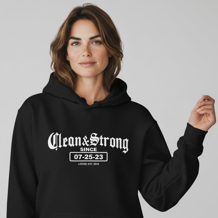 Old School Clean & Strong Recovery Hoodie graphic detail (view 4)