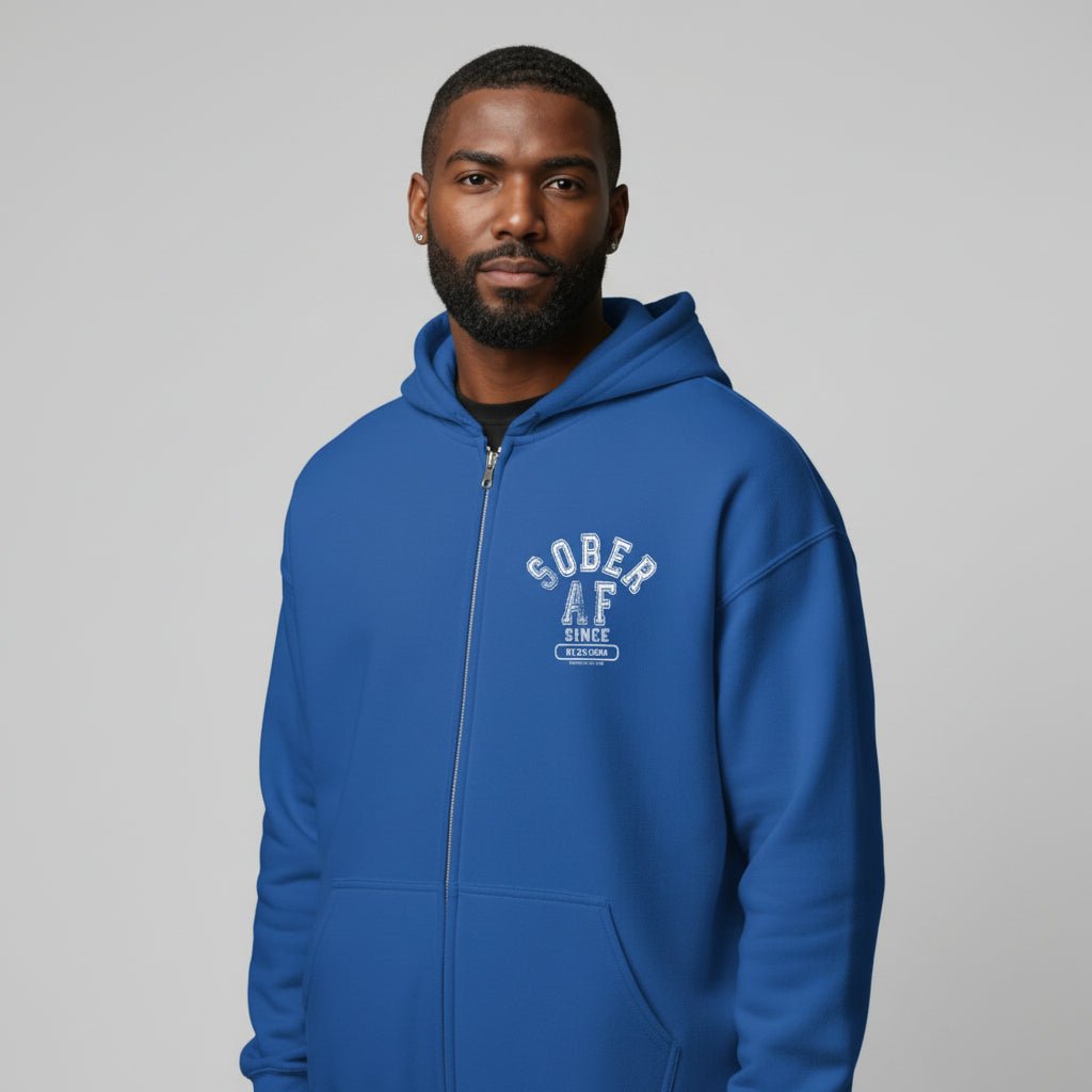 Sober AF Since Zip Recovery Hoodie side view (view 16)