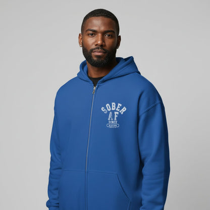 Sober AF Since Zip Recovery Hoodie side view (view 16)